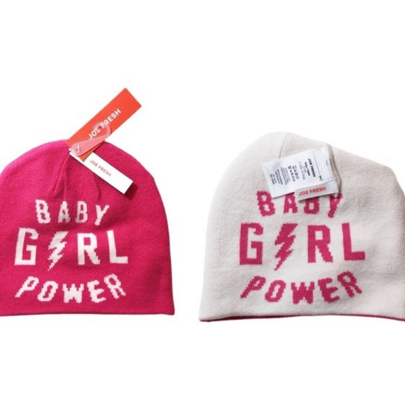 NWT Joe Fresh “Baby Girl Power” Reversible Beanie - Picture 4 of 6